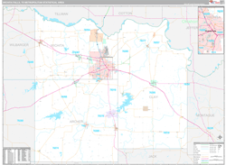 Wichita Falls Metro Area Wall Map Premium Style 2024